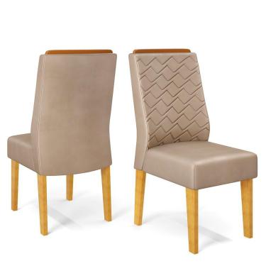 Imagem de Cadeira De Jantar Estofada Lídia Conjunto Com 2 Cadeiras Cedro/veludo Kraft - Dj Móveis