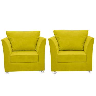 Imagem de Kit 02 Poltronas Decorativa Para Sala E Quarto Lisboa Suede Amarelo
