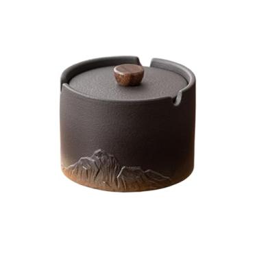 Imagem de Cinzeiro Cinzeiro redondo pequeno com tampa, em degradê de cores. Design simples, ideal para casa e escritório