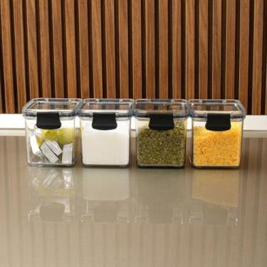 Imagem de Mini Potes Selados Para Armazenar Condimentos de Cozinha, Projetados Para Caber Perfeitamente em ArmáRios de PláStico Para FáCil Acesso Sem Sujar As MãOs.(4 Potes)