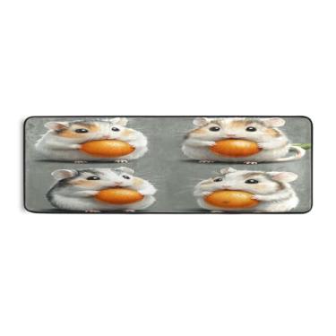 Imagem de Qilmy Tapete de hamster fofo e laranja 183 x 61 cm, antiderrapante, antifadiga, confortável, tapetes longos, para quarto, sala de estar, banheiro, corredores, entrywa577