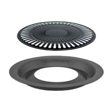 Imagem de Churrasqueira de Fogão sem Fumaça, 32 cm, Preta, Revestimento Cerâmico, Antiaderente, Diâmetro da Grelha 25 cm