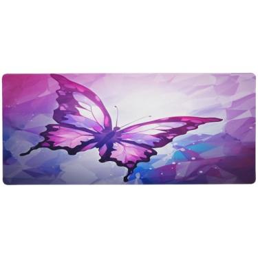 Imagem de Wassud Mouse pad borboleta abstrata roxo organizador de mesa grande teclado de computador tapete de mouse pad material de escritório 89.9 cm x 39.9 cm