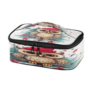 Imagem de Wassud Linda coruja com chapéu de Natal pequena lancheira, mini bolsa térmica portátil com alça para escritório, praia, viagens