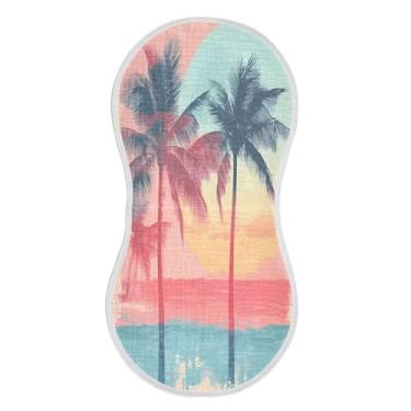 Imagem de xigua Conjunto de 4 panos para arrotos de musselina tropical de praia, super macios e absorventes, roupas de arroto de algodão, presente de chá para recém-nascidos, bebês meninas e meninos