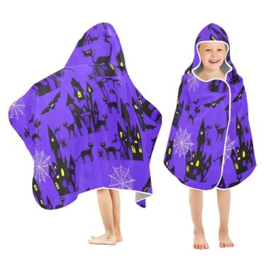 Imagem de Burbuja Haunted Houses Toalha de banho com capuz para crianças, toalha de praia de pelúcia macia absorvente para meninas e meninos 3-10 anos, 61 x 127 cm