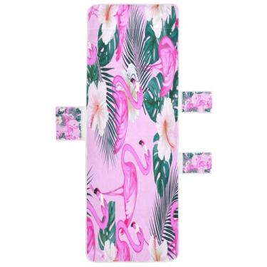 Imagem de STAYTOP Capa de toalha de espreguiçadeira macia de 215,9 cm x 76,2 cm, capas de cadeira de praia com bolsos para jardim ao ar livre, pátio, pátio, banhos de sol, gramado, flamingos