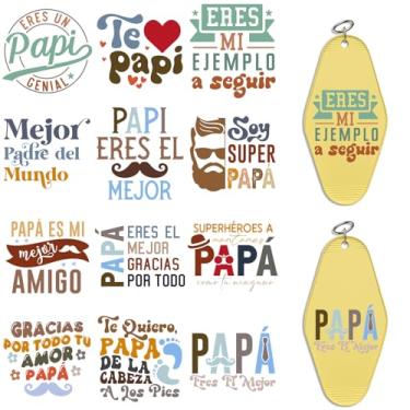 Imagem de Dorsbaby 24 peças com citações do pai UV DTF papel de transferência para chaveiro de acrílico, decoração de chaveiro de motel e hotel, papel de transferência de alta viscosidade