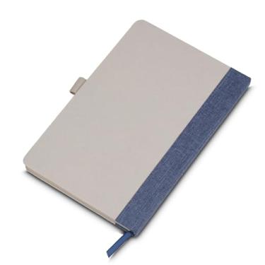 Imagem de Caderno de Anotações, Capa de Fibra de Cana de Açúcar e Tecido RPET, 80 Folhas Pautadas Bege, 21x14cm, Com Suporte para Caneta (1, Azul)