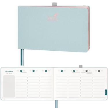 Imagem de BEZEND Agenda 2026 semanal e mensal, calendário horizontal de 23 x 14 cm com horários verticais de hora em hora (26 de janeiro) anotações/despesas, marcadores de página e bolso interno, capa dura de