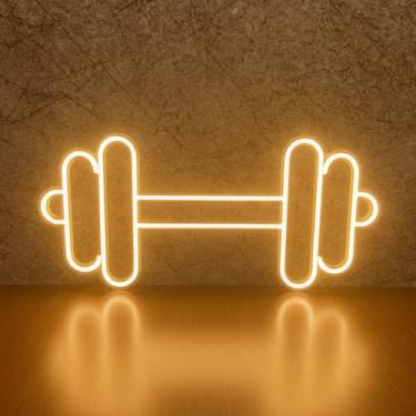 Imagem de Placa Luminária Painel Neon Led - Peso Academia 20x40cm A Escolher (Branco Quente)
