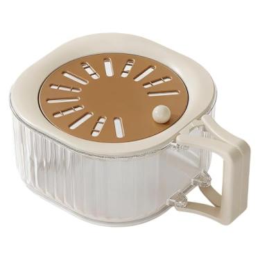 Imagem de AFXGUSD Cesto Escorredor de Frutas com Tampa, Recipiente para Guardar Roupas, Cesto para Uso Doméstico, Cor Café, Tamanho real