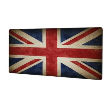 Imagem de Tapete de mouse grande com bandeira retrô britânica à prova d'água para computador estendido tapete protetor de mesa antiderrapante base de borracha para escritório, computador, teclado, laptop e mesa