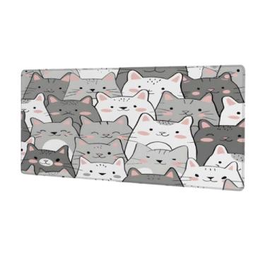 Imagem de Tapete de rato grande cinzento branco e cinzento à prova d'água tapete protetor de mesa estendido para computador tapete antiderrapante base de borracha para escritório, computador, teclado, laptop e