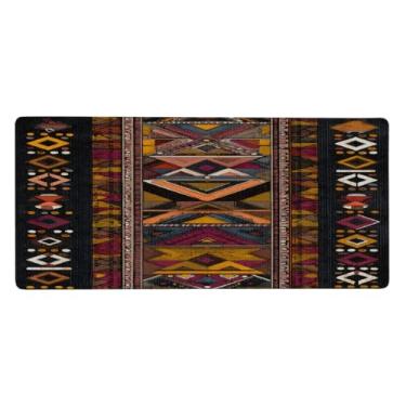 Imagem de Tapete de mouse asteca grande da África Ocidental à prova d'água para computador estendido tapete protetor de mesa antiderrapante base de borracha para escritório, computador, teclado, laptop e mesa