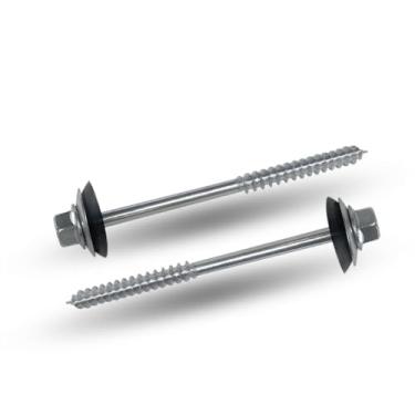 Imagem de Parafuso para Telha Fibrocimento 110mm x 5/16 Sextavado Zincado com arruela de vedação – Fixação de Telhado Ondulado Brasilit, Eternit, Imbralit, Infibra e PVC – Kit com 100 Unidades