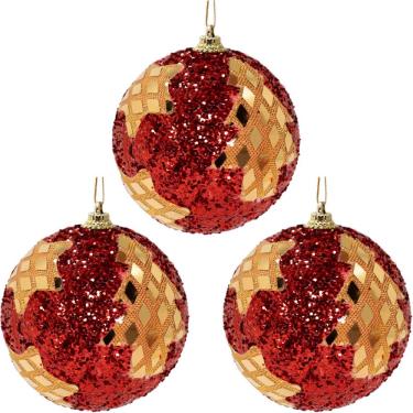 Imagem de Kit 24 Enfeite Bolas Natalina Árvore Natal Estrela Artesanal