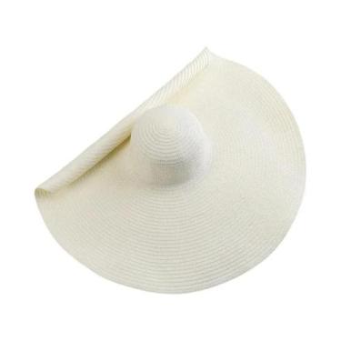 Imagem de Chapéu De Sol De Palha Dobrável Com Aba Larga De 70cm Para Mulheres, P