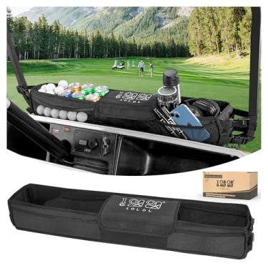 Imagem de 10L0L Cesta universal de carrinho de golfe, organizador interno frontal sem perfuração para Yamaha, EZGO e Club Car, bandeja de painel de tecido Oxford 1680D resistente com estrutura de suporte de PE