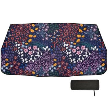 Imagem de Guarda-sol colorido florescendo jardim flor carro guarda-sol para-brisa cobertura completa para-sol carro 147.3x75.4 cm acessórios de carro