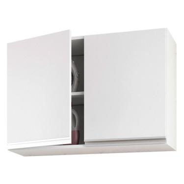 Imagem de Armário De Parede área De Serviço E Lavanderia 80cm Com 02 Portas 100% Mdf Branco - Abmaza