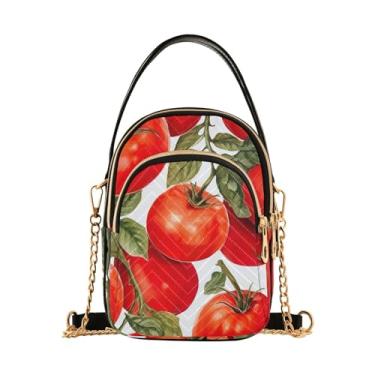 Imagem de Bolsa tiracolo feminina verde e preta Cacti Colors Bolsa transversal com alça longa, bolsa tiracolo elegante, Pintura em aquarela tomates-1, One Size