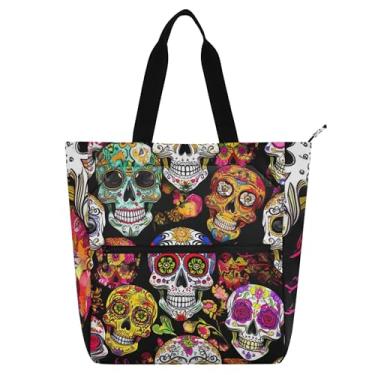 Imagem de GAIGEO Sacola de livro vibrante para mulheres e crianças com zíper estampa animal divertida floral personalizada trabalho escola viagem utilitário bolsa média