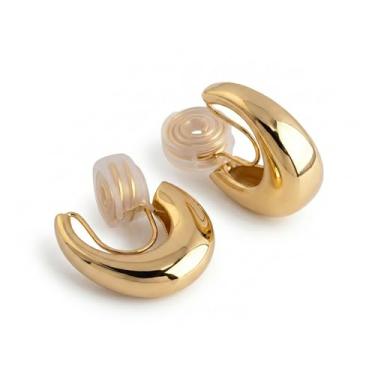 Imagem de Brincos de pressão de ouro clássicos, estilo tradicional