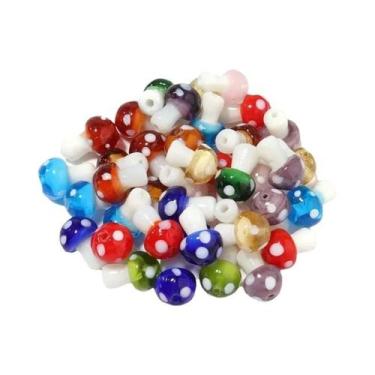 Imagem de Contas De Vidro Coloridas Em Forma De Cogumelo 10pcs 14mm Mini Joias P
