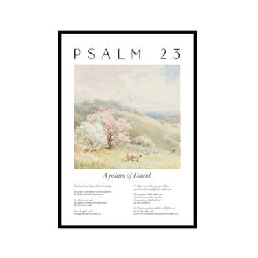 Imagem de Coleção de Salmos das Escrituras Monet Van Gogh Famosa Pintura em Aquarela Impressão Verso da Bíblia Pôster em Tela Decoração de Parede de Casa Cristã (SKU3,12 x 45,7 cm = (30 x 45 cm), Moldura preta)