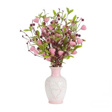 Imagem de Decoração de vaso de flores e ramo centrado em rosa para o Dia dos Namorados