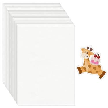 Imagem de WISYOK 50 folhas de plástico retrátil para bricolage, chaveiros, enfeites de artesanato e presentes, 7,8 x 5,15 cm