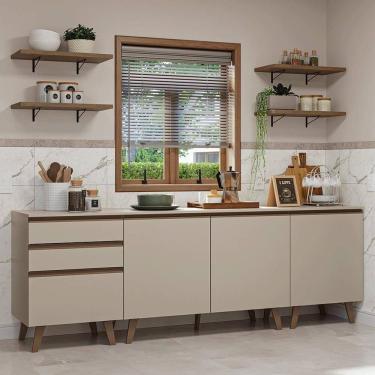 Imagem de Armário De Cozinha Completa 240cm Crema Nice Madesa 01 Crema