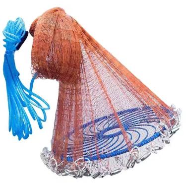 Imagem de Tarrafa Rede Pesca Chinesa Multifilamento Pescaria Peixe Robalo Siri Camarao Tilapia Tainha Lambari Camarao Mar Açude