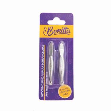 Imagem de Bonitta Kit Com 2 Pinças Para Sobrancelhas Aço Inox Ponta Reta 597Bt