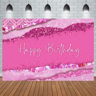 Imagem de Aperturee 1,8 m x 1,2 m Pano de fundo rosa brilhante feliz aniversário para meninas, meninas, mulheres, tema princesa, festa, flash, fotografia, fundo, parede, 16, 20, 30, 40, decorações de festa,