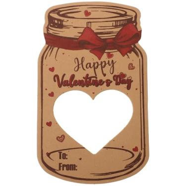 Imagem de BESTonZON 1 Set Mason Jar Valentine Cards, Drift Bottle Valentines Day Cards with Clear Bags, Classroom Party for Exchange Goody Bag And School Celebration
