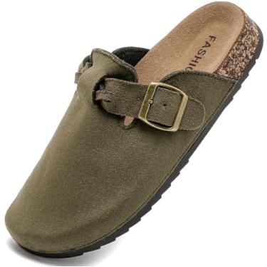 Imagem de DDXYYDS Sandália feminina de camurça masculina de couro confortável com suporte de arco e fivela ajustável, Verde, 12.5 Women/11.5 Men