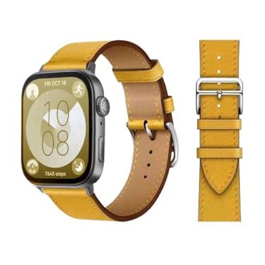Imagem de TIOYW Pulseira retrô para Huawei Watch Fit 3 pulseira de couro bovino italiano de substituição rápida Correa para Huawei Fit 3 Fit 2 Watch Band (Amber B11, serve 3)