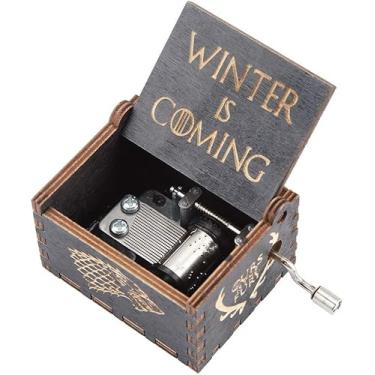 Imagem de Caixa de música mão madeira brinquedos musicais esculpida com acabamento requintado grão natural adequado para decoração residencial presente