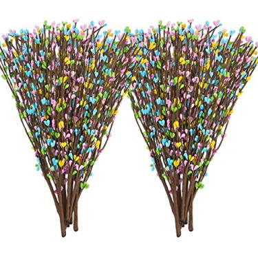 Imagem de Juinte Guirlanda de frutas silvestres artificiais, sprays de baga de arame, mola, baga, decorativa, guirlanda de baga, palitos florais para artesanato de Páscoa, arranjos florais (30 pacotes)