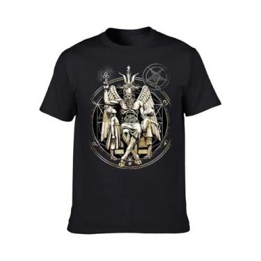 Imagem de Camiseta Gráfica Unissex De Verão Com Manga Curta, Estampa De Baphomet