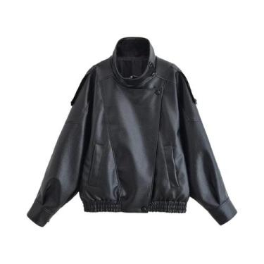 Imagem de Jaqueta Feminina De material sintético Para Outono, Manga Longa, Zíper