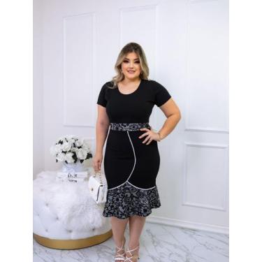 Imagem de Vestido Plus Size Femininio Evangelico Midi Tubinho Moda Modesta Jovem