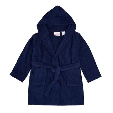 Imagem de BAGNO MILANO Toalha de praia infantil com capuz de algodão turco orgânico, certificado GOTS, para meninos e meninas (azul-marinho, 13-15 anos)