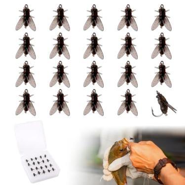 Imagem de 20 iscas de pesca com mosca, 0,9 x 0,8 x 0,6 cm, kit voador realista, truta, iscas artificiais macias para equipamentos de anzol masculinos
