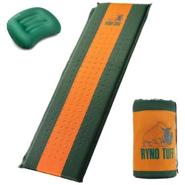 Imagem de Colchão Inflável para Camping Portátil Ultraleve com Travesseiro Embutido e Bolsa de Transporte, RYNO TUFF, Verde