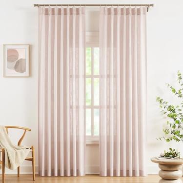 Imagem de WEST LAKE Cortinas plissadas Pink Bailey Pinch para quarto e sala de estar, cortinas de filtragem de luz com pregas francesas de 280 cm de comprimento, tratamento de janela moderno, 101,6 cm L x 112 C