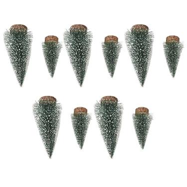 Imagem de Yinhing Decoração de Pinheiro de Natal de 10 Peças, Mini Ornamento de Natal de Mesa Com Base Estável e Galhos Realistas, para Decoração de Mesa Interna e Externa