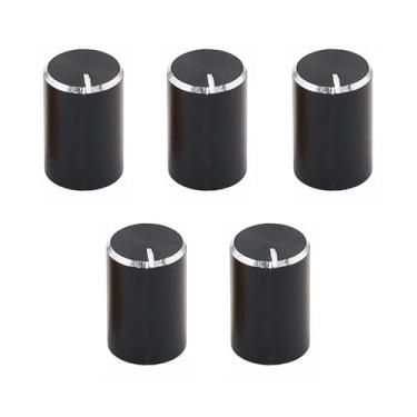 Imagem de Botão Potenciômetro em Liga de Alumínio, 5 unidades de Botão Potenciômetro 10×15 mm, Tampa do Interruptor de Aparelho Eletrônico, Tampa do Volume do Amplificador (Black)
